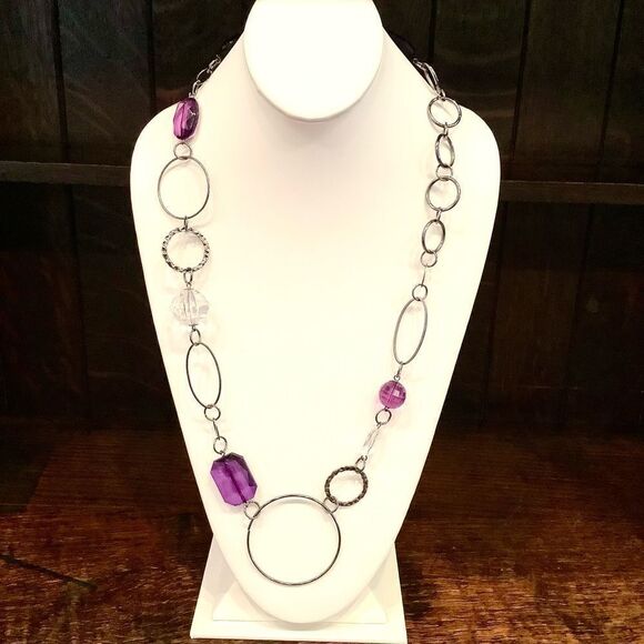 Long Single Strand Linked Necklace Euc - Picture 1 of 3
